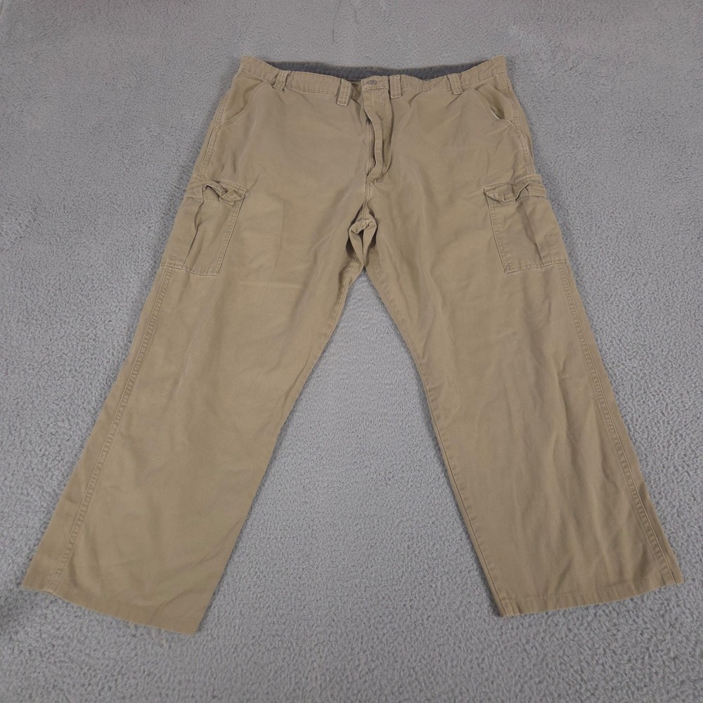 Wrangler Pants Mens 44x30 Tan Cargo Khaki Straight Leg Cotton Utility Workwear